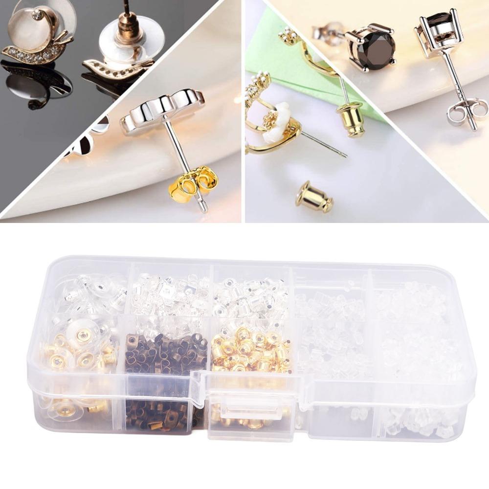 1040PCS Durable Silicone Earring Backs Metal Earring Backings Earring Backs  Studs Hoops
