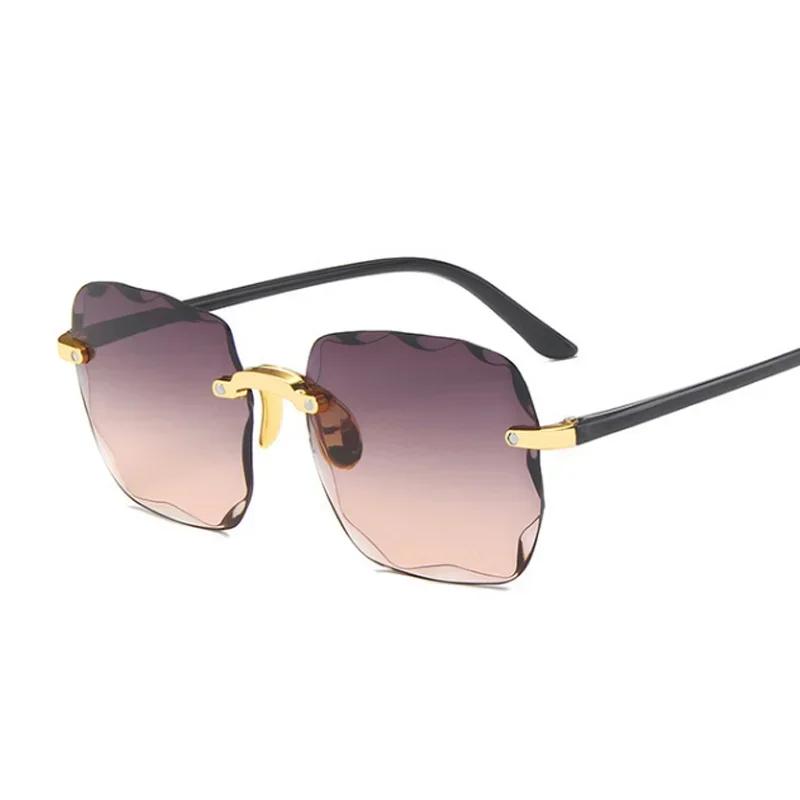 

New Rimless Sunglasses Woman Vintage Alloy Legs Classic Designer Shades UV400 Eyewear Fashion Sun Glasses as picture