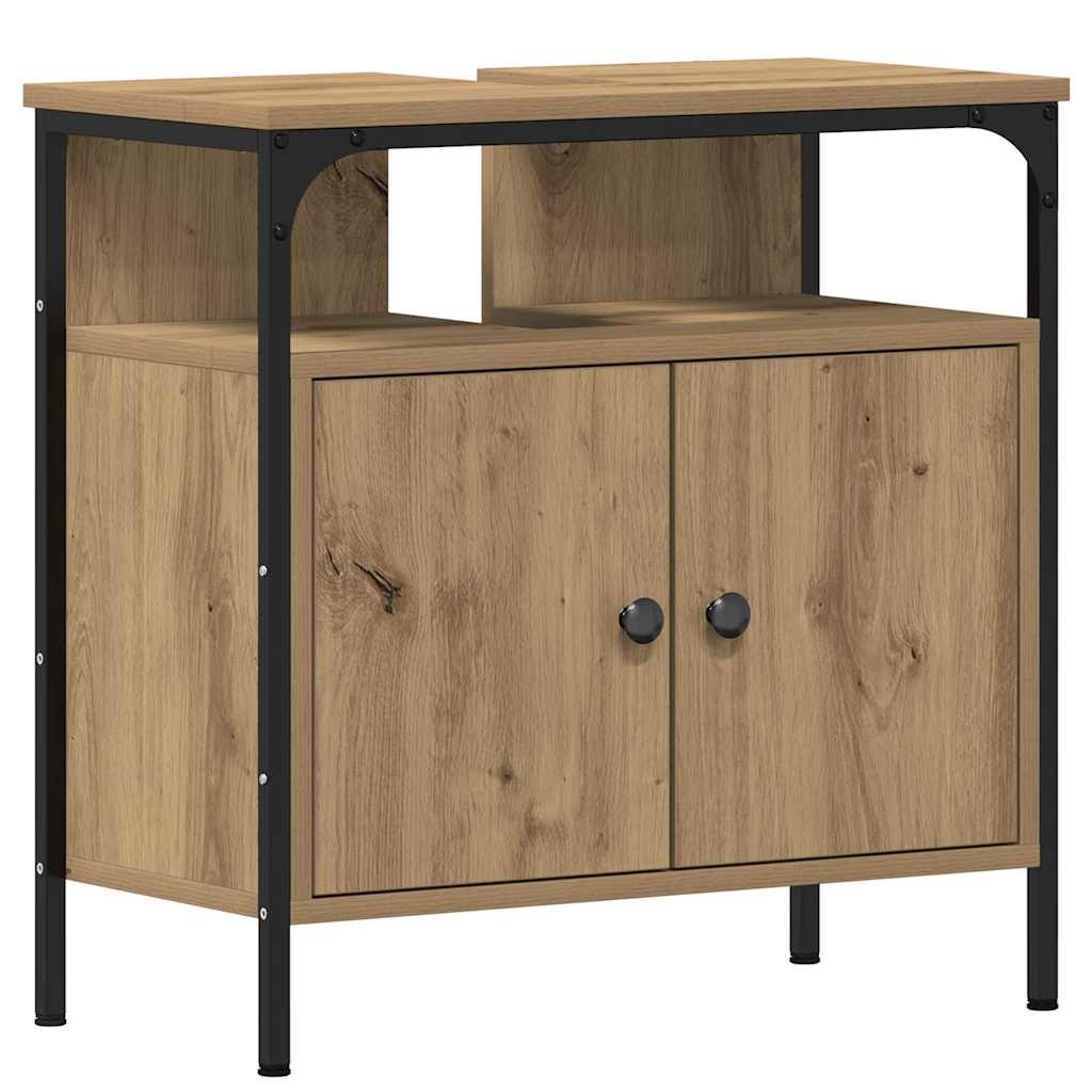 Bathroom Furniture Set with Shelf 3 Pcs Artisan Oak Wood Based Material