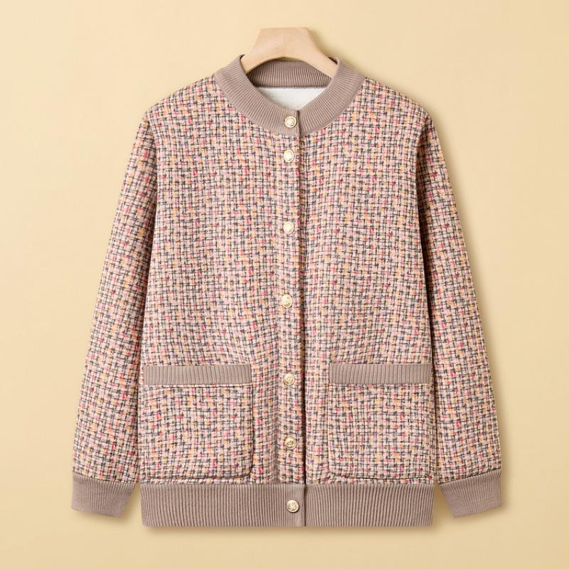 Middle-aged Sweater Female Old Lady Spring Clothing Mother Clothing Thin Cardigan Jacket Grandma Clothing Long-sleeved Knitted Sweater Top