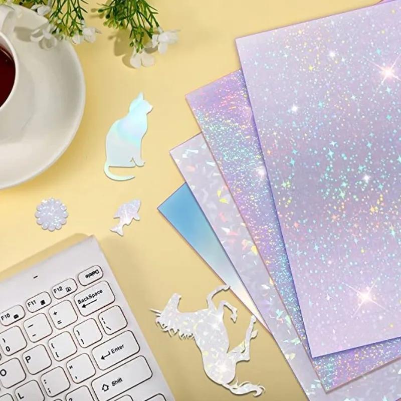 Holographic Not Printable Vinyl Sticker Paper Self-adhesive Laser Photo Laminating Films A4 Transparent Paper DIY for Badge