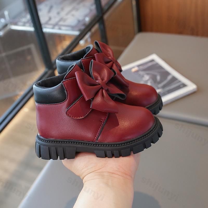 Autumn Children's Ankle Boots Girls Bow-knot Princess Shoes Sweet Kids Boots Non Slip Comfort Casual Toddler Boots 21-30