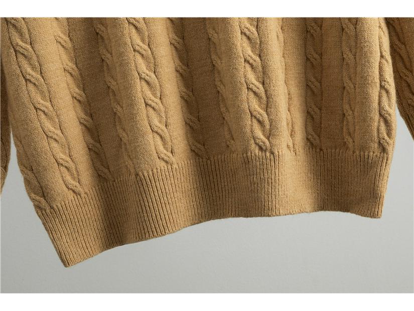 Women's Versatile Autumn/Winter Half-Zip Knit Top and Wide-Leg Pants Set