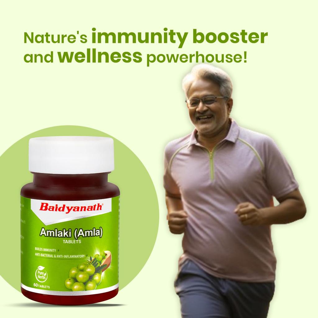 Baidyanath Amlaki 60 Tablets X Pack of 3 Natural Health Booster for Hair Skin Digestion Metabolism Support