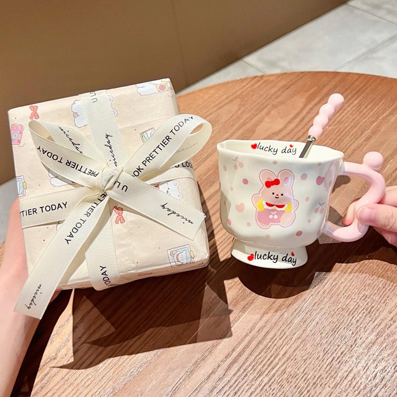 Ins Cute Cartoon Goblet Pacha Dog Mug Water Cup Couple Ceramic Cup Birthday Gift Girls Practical