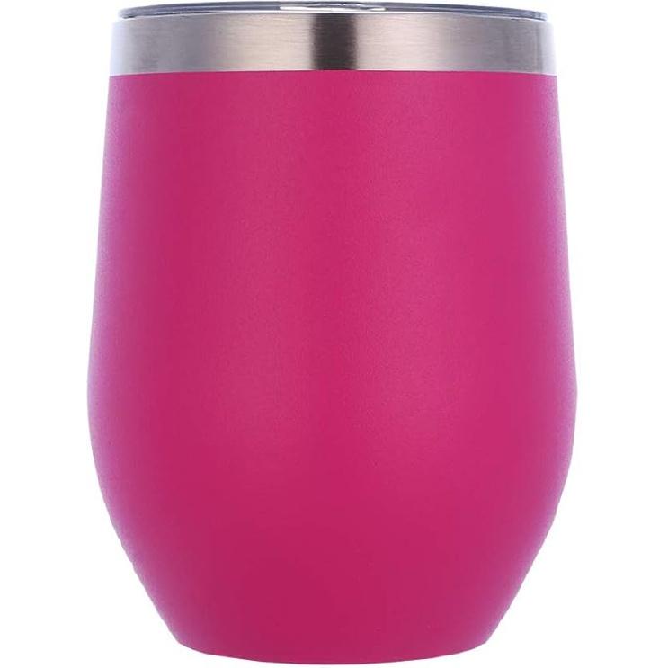 12 oz Stainless Steel Wine Tumbler Stemless Glasses with Lid, Double Wall Insulated Travel Mug Perfect for Wine, Coffee, Drinks, Champagne, Cocktails