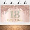 Decorazione per il 18° Compleanno Stendardo di Sfondo Oro Rosa Decorazione per Feste Sfondo Fotografico per Interni ed Esterni
