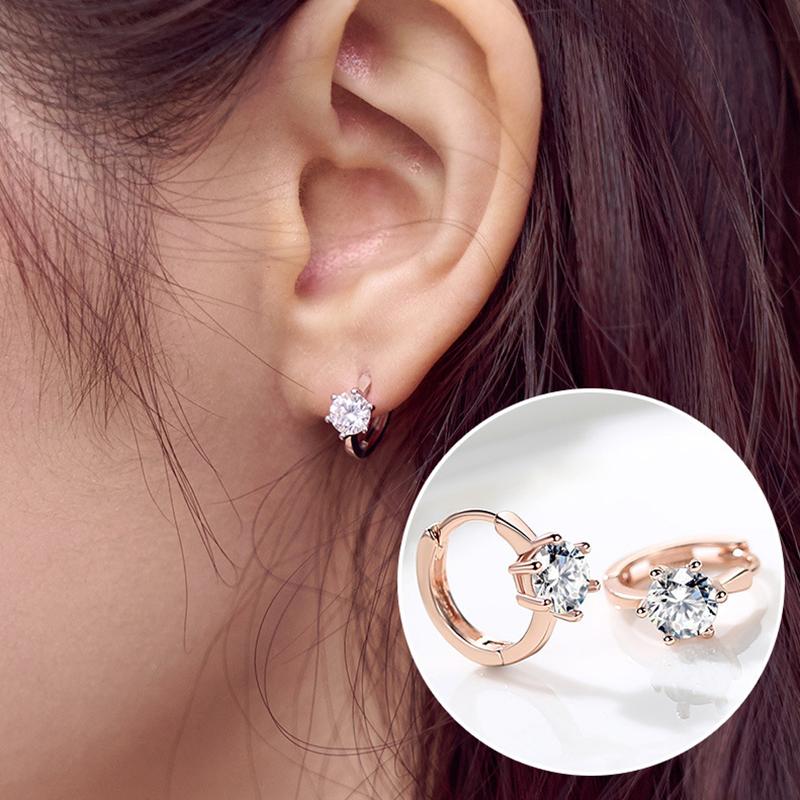 Hoop Earrings For Women Korean Silver Crystal AAA+ Cubic Zirconia Cartilage Septum Piercing Earing Jewelry KAE094