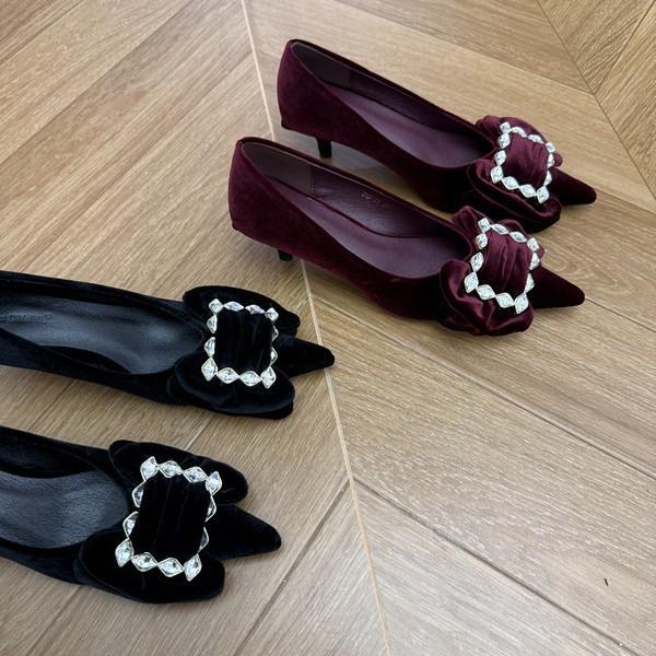 

2025 new temperament not tired feet high heels women s shoes Muse fan rhinestone bow black single shoes stiletto satin 40 красный