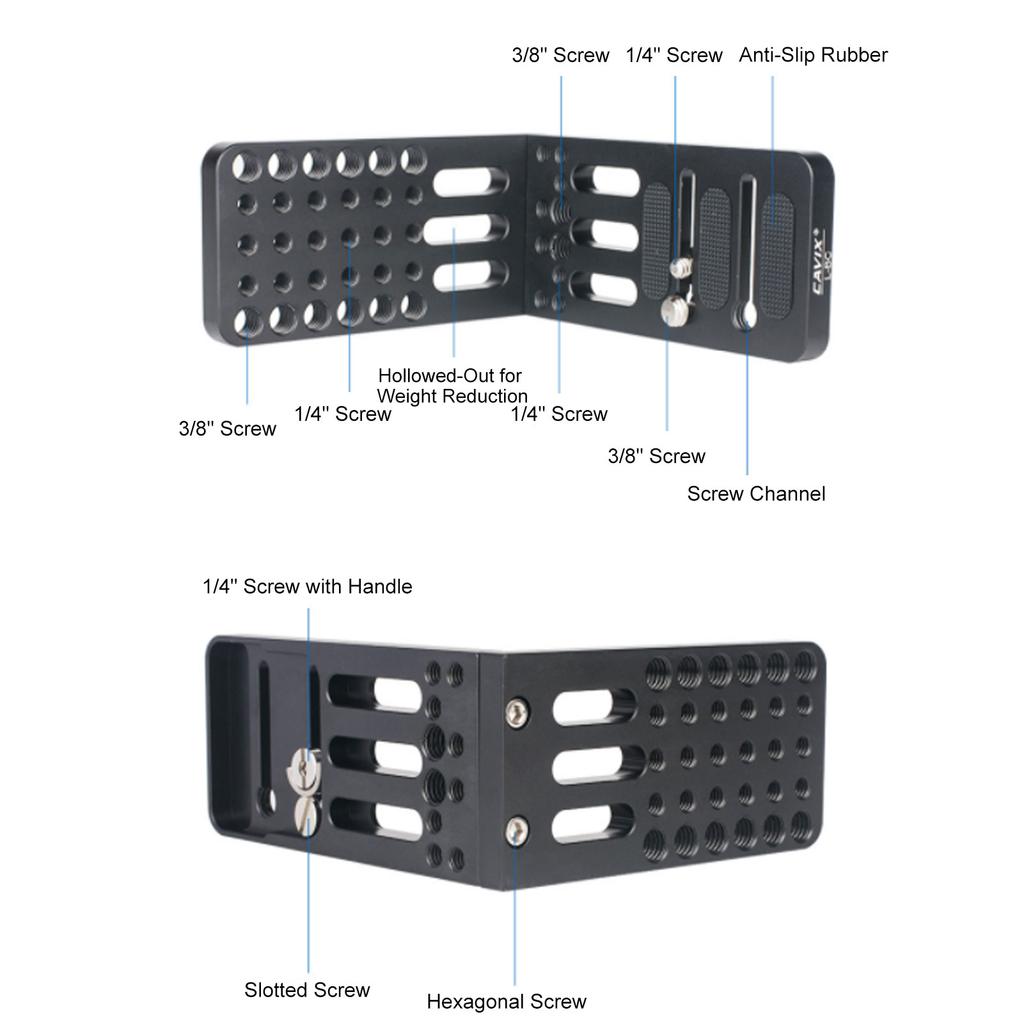 L Shaped Camera Cheese Plate with 1 4  and 3 8  Threaded Holes Extension Switching Mounting Plate for DSLR Camera