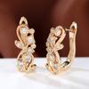 Elegante weiße Zirkon-Blatt-Tropfen-Ohrringe für Frauen Goldfarbe Hohle Creolen Modeschmuck Weihnachtsgeschenk