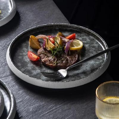 Kreativní kruhový keramický plochý talíř, steakový talíř, těstoviny, dezertní talíře, sushi talíře, speciální stolní nádobí pro restauraci