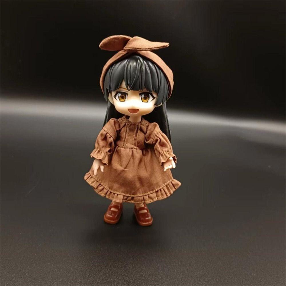 Handmade Dolls Outfits Dresses Fashion Dolls Tops New Printed Dresses  For 1/11 OB11 Dolls/1/12 BJD