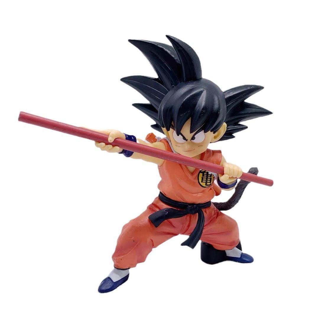 Dragon Ball anime character Wukong standing posture figurine with stick - Anime character collection toy, children s doll gift 15cm 15CM
