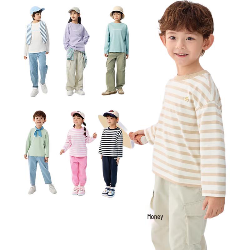 Balabala Kids' Unisex Striped Long Sleeve T-Shirt