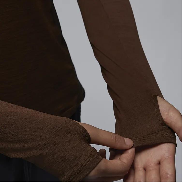 Jordan Sport Contrast Round Neck Quick-Dry Casual Long Sleeve T-Shirt Women Tops Surprise-Cocoa FD7383-259