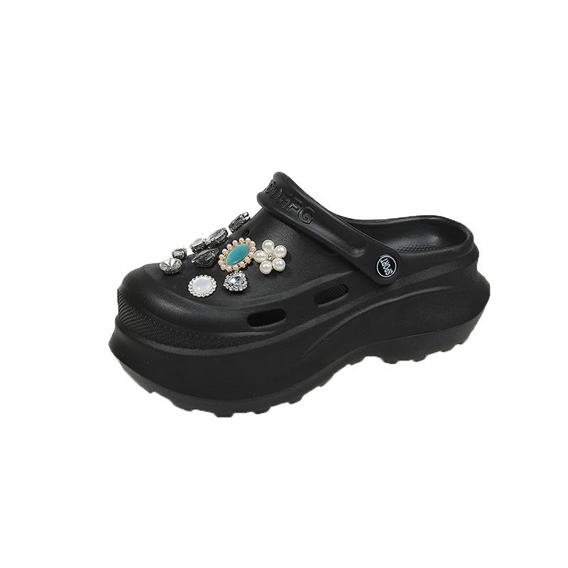 Star with the same hole shoes women wear new summer versatile thick-soled heightened stepping on shit beach cool slippers