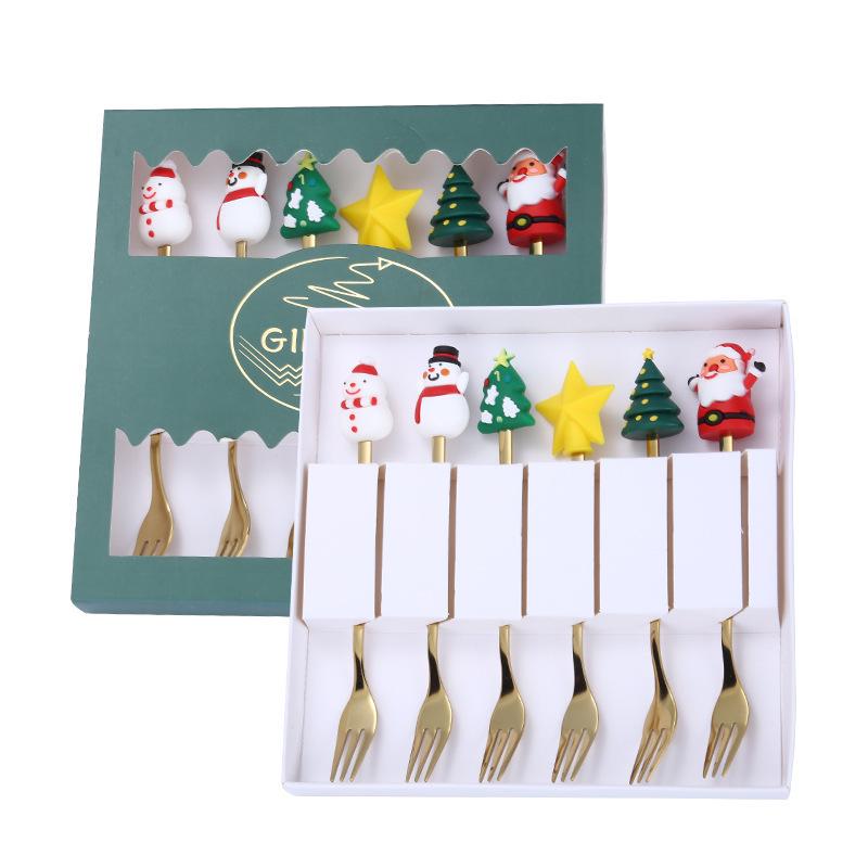 Creative Cartoon Stainless Steel Spoon & Fork Set: Coffee Stirrer, Fruit Fork, Christmas Gift