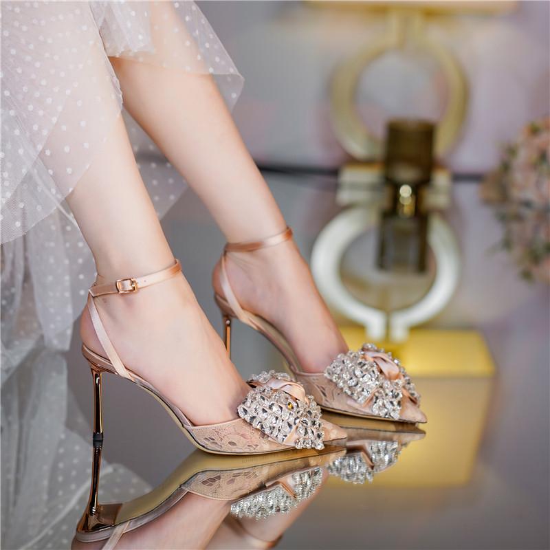 

Crystal Sandals Women Summer Sandalias Female Stiletto High Heels Women Pointed Toe Party Dress Shoes Sandalias De Las Mujeres