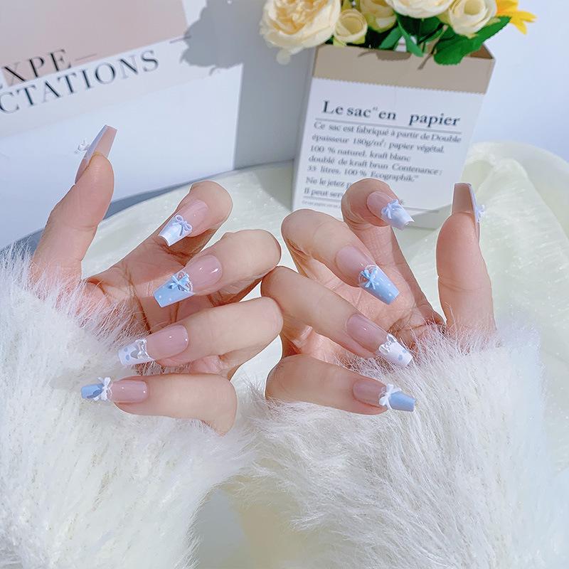 2026 Student Cute Puppy Detachable Handmade Short White Nail Tips
