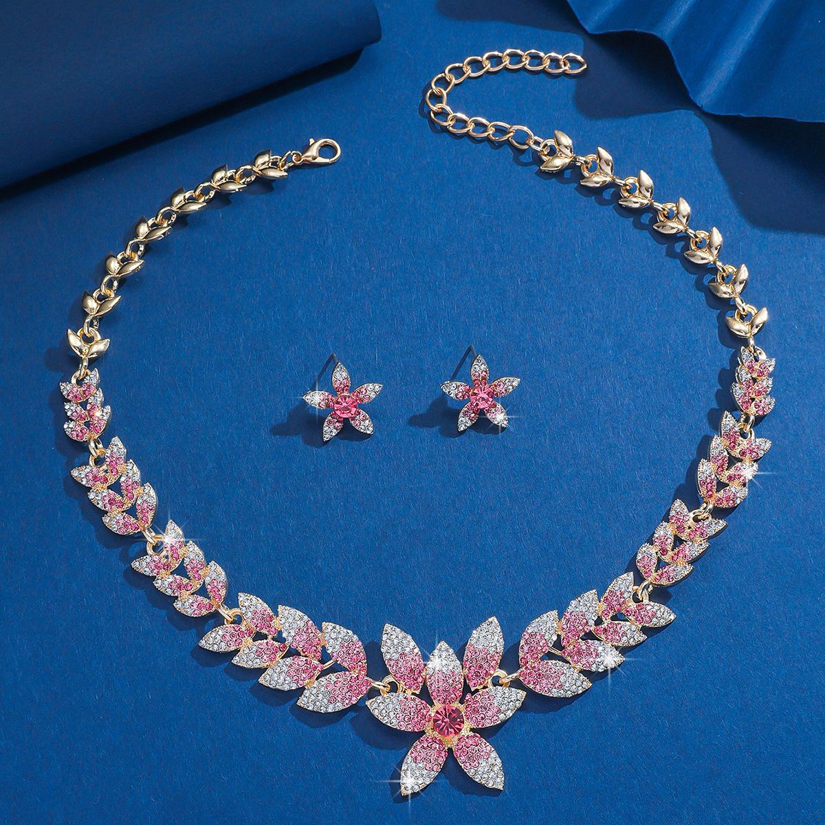 

Fashion Full Diamond Necklace Earrings Set Bridal Wedding Dress Dress Dinner Accessories Women S Holiday Wear