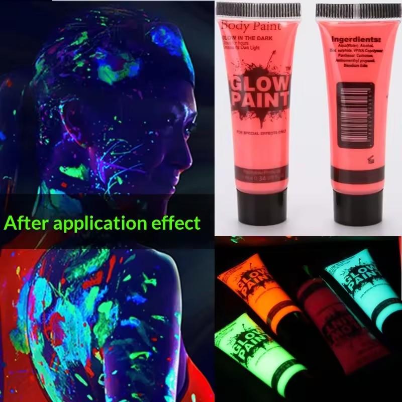 10ml Multiple Color Boby Paint Face Painting Art Palette Glitter Neon Party Black Light Glow in the Dark Makeup Set