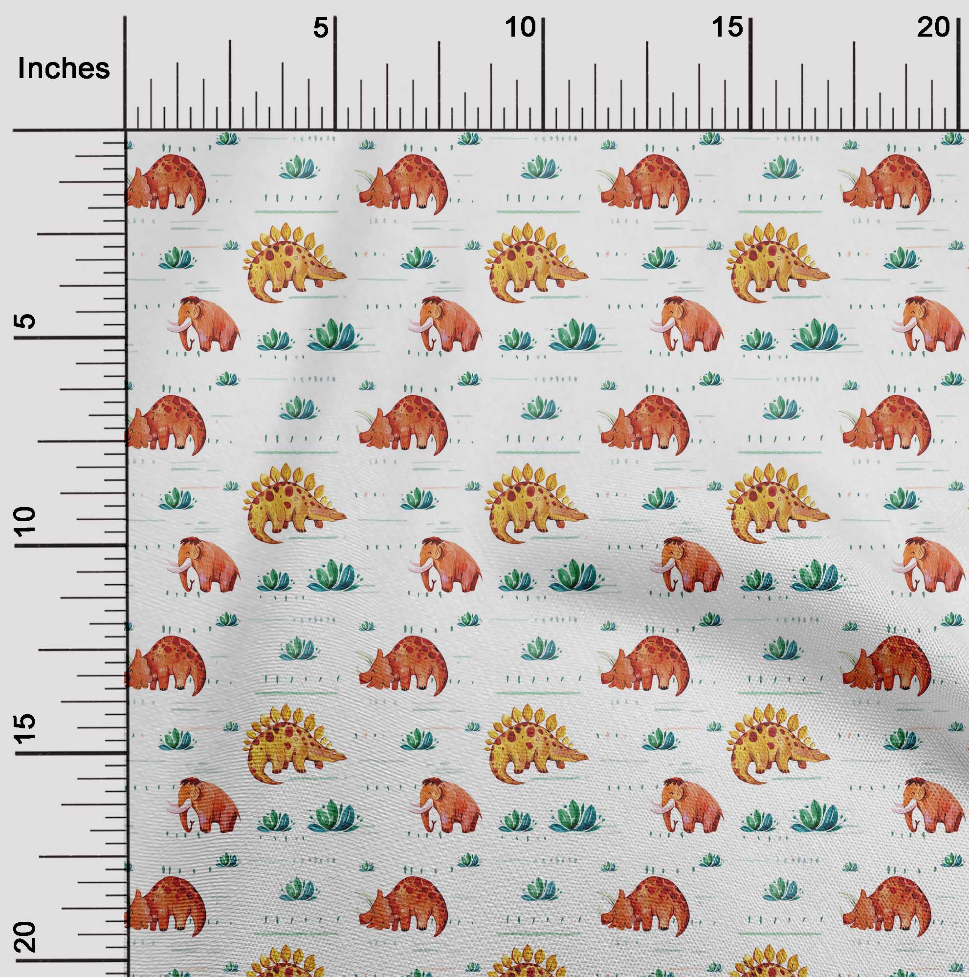 

OneOone Cotton Flex Brown Fabric Leaves|Elephant & Dinosaur Craft Projects Decor Fabric Printed By The Yard 40 дюймів 42 Inch Wide - Viscose Chiffon білий