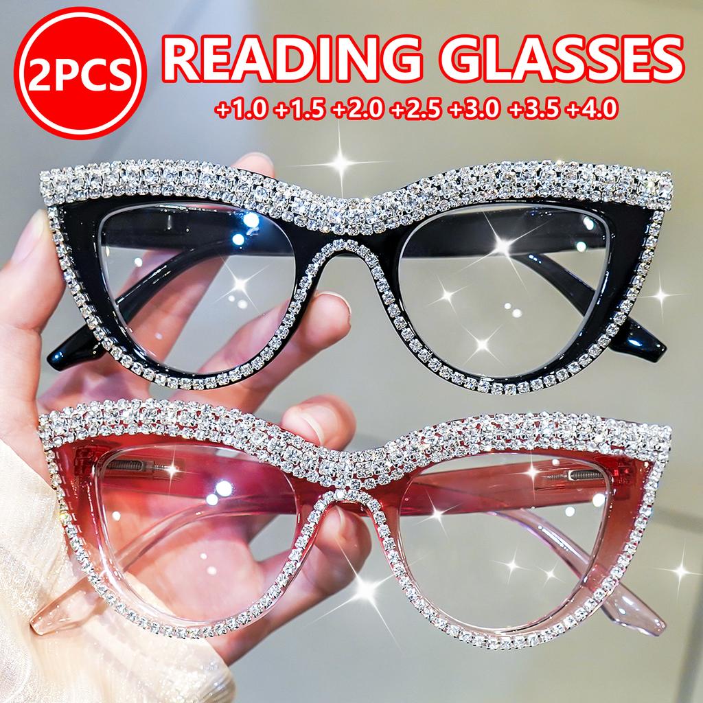 2pcs Elegant Cat-Eye Reading Glasses for Men and Women, Office & Computer Use, Trendy Reading Glasses, Computer Eyewear