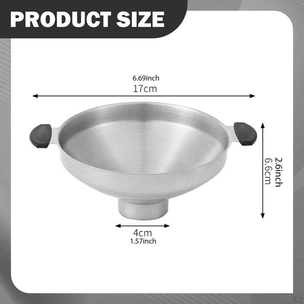 Stainless Steel Canning Funnel Wide Mouth Jar with Handle for Grains Cooking Transferring