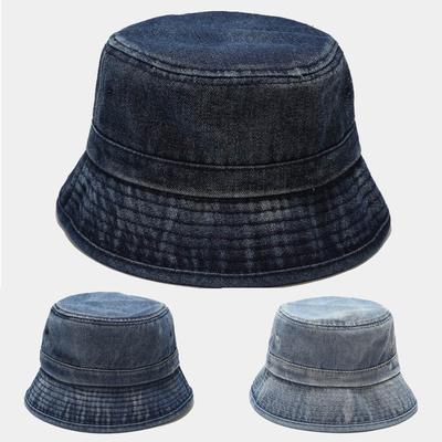 (Projector)Adult Fashion Solid Denim Sunshade Fisherman's Hat Basin Hat Outdoor Bucket Hat