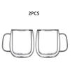 250/400ml Clear Double Wall Glass Cup Home Coffee Milk Mug With Handle Hot Cold Beverage Juice Drinkware Cup Set Of 1/2/4pcs