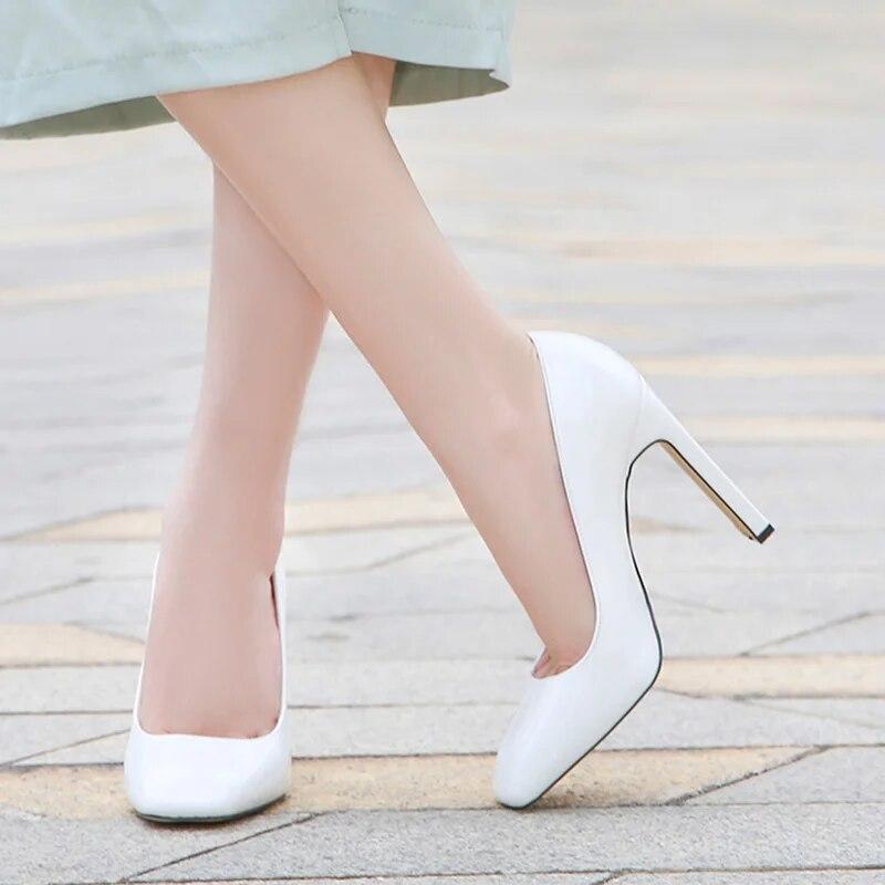 Dámská pracovní obuv Vysoký podpatek Kancelářské módní Svatební svatební boty z lakované kůže 7,5 cm podpatek WZ