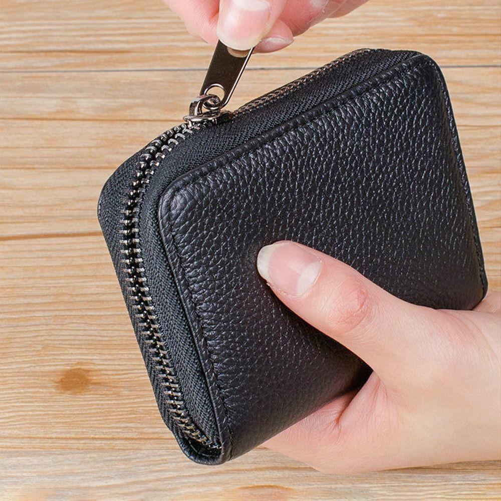 Practical Women Men 20 Detents Credit Card Holder Multi-function Zipper Leather Wallet Business Card Purses Fashion Card Case