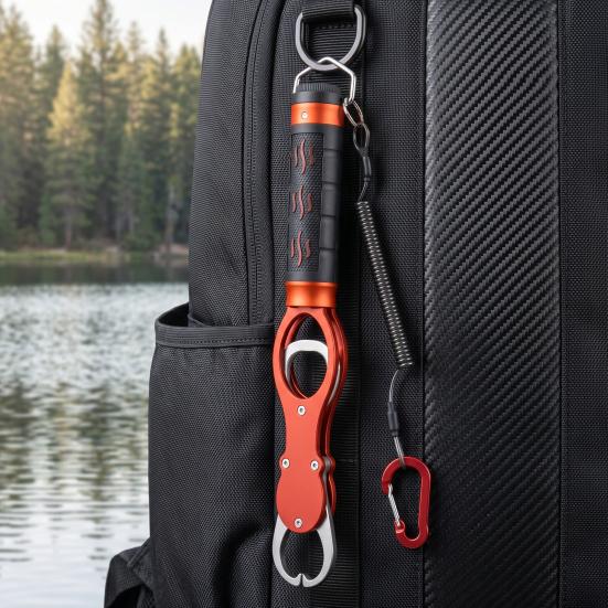 Aluminum Alloy Fish Gripper with Scale Mouth Lip Grabber with Weight Scale Fish Control Clamp Pliers Catcher Tong Fishing Accessories