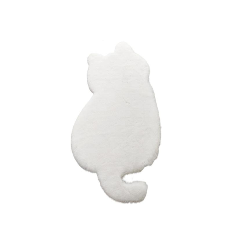 Bedroom Entryway Kitty Outline Accent Carpet with Soft Acrylic Floor Covering and Skid Resistant Backing for Daily Use