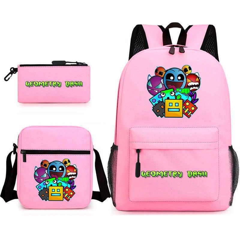 Geometry Sprint Game Backpack Geometry Dash Heat Transfer Backpack Elementary School Bag Leisure Bag