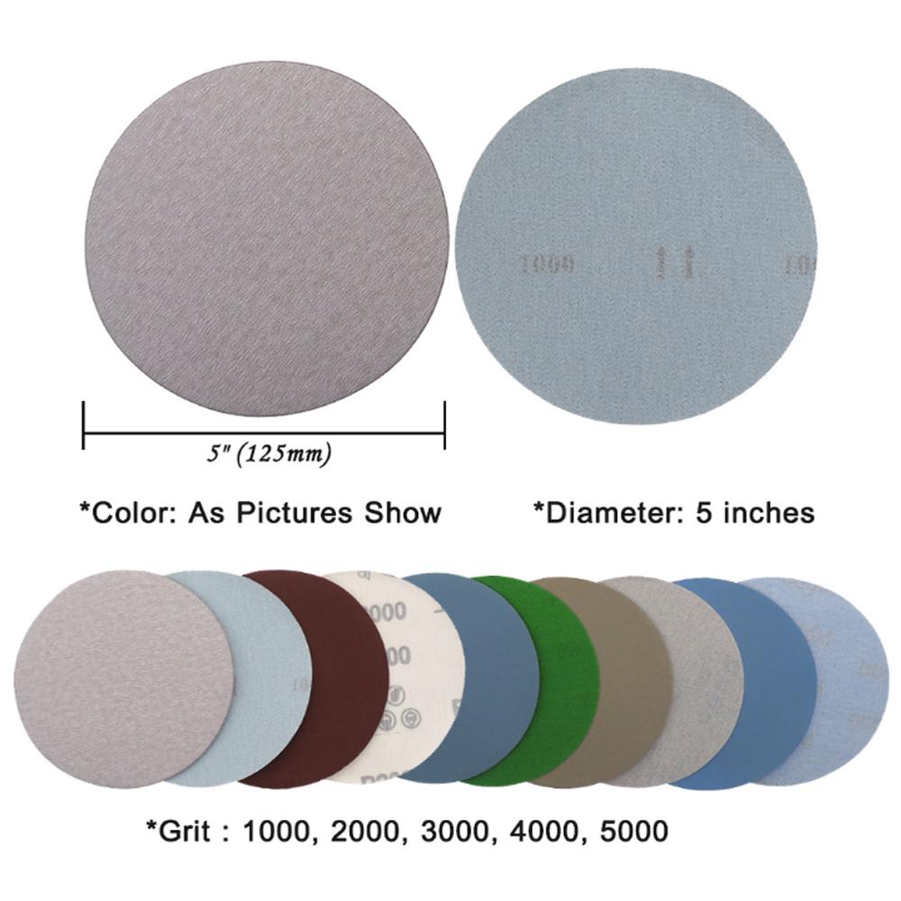 25PCS 5 Inch Dry & Wet Sandpaper Round Sanding Discs Grit 1000/2000/3000/4000/5000 Hook Loop Polishing Sand Sheets