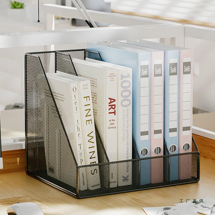 Desktop Metal File and Document Holder - Layered Office Rack & Book Stand