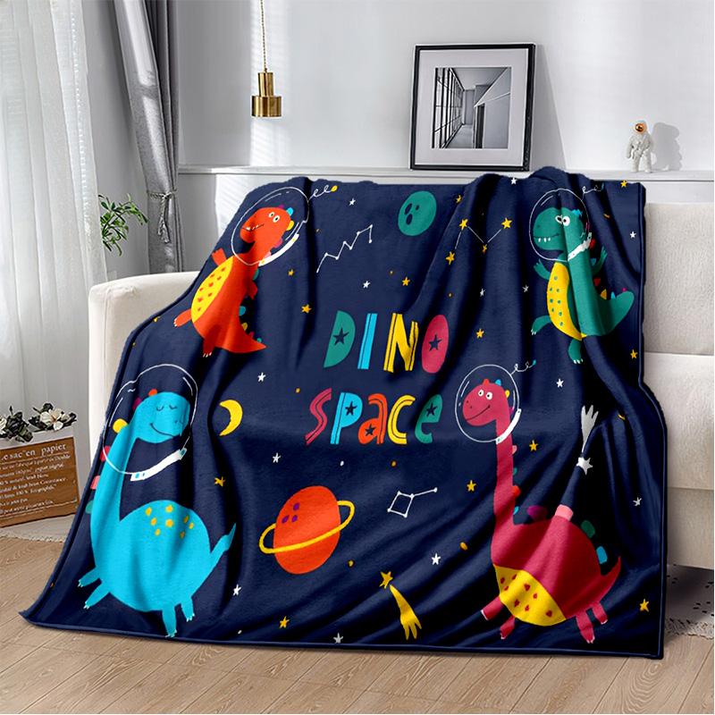 Cartoon Dinosaur Space Cute Dino Children Soft Plush Blanket,Flannel Blanket Throw Blanket for Living Room Bedroom Bed Sofa Kids