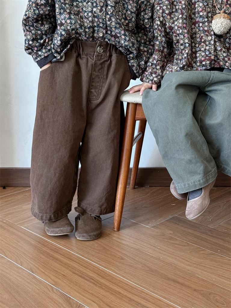 Jiaye Tongpin 2025 Autumn Kids' Distressed Cotton Wide-Leg Pants
