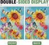 Dyrenson Spring Summer Sunflower Decorative Garden Flag, Watercolor Tulip Flower Butterfly Yard Outside Home Decoration, Flo