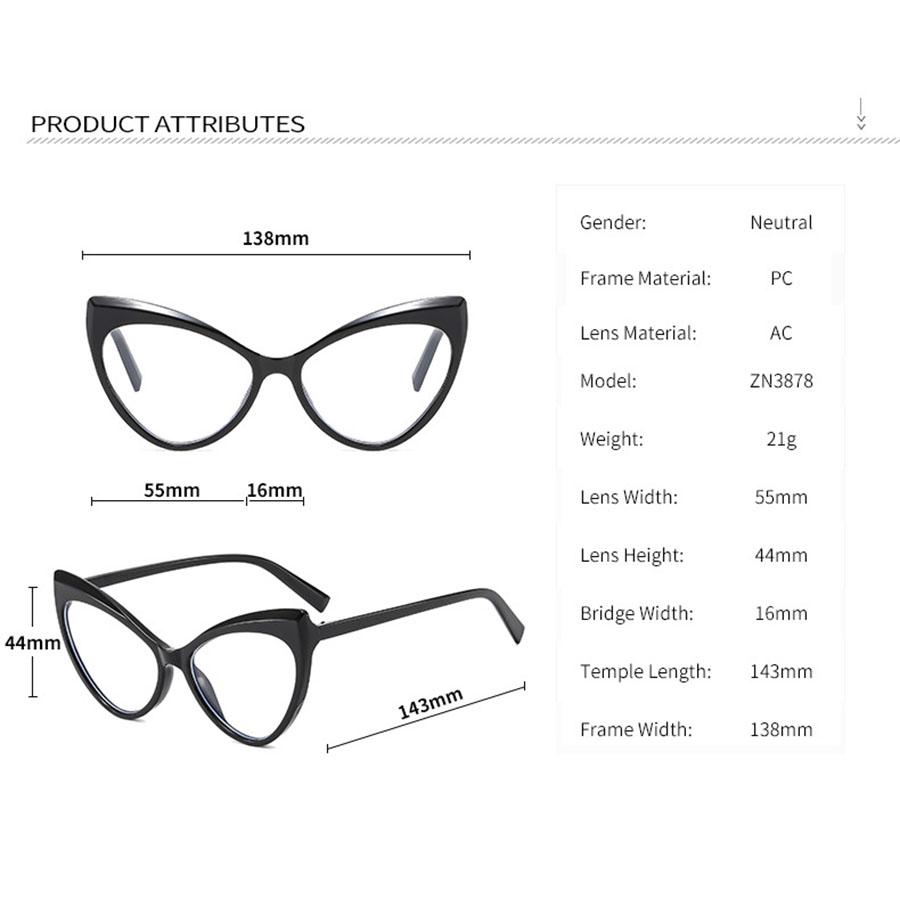 Dreieckiges Cat-Eye-Brillengestell mit großem Rahmen