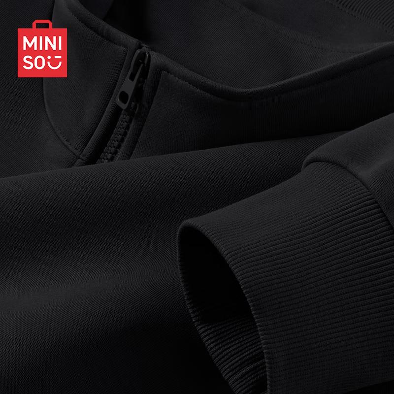 MINISO Men's Fleece Lined Half-Zip Stand Collar Sweatshirt
