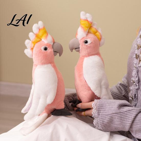 Plushie for Bedroom Decor Cute Parrot Plush Toy Soft Stuffed Animal Kids Pink Realistic Bird Lover Gift Doll with Fluffy Fabric And Home Decoration