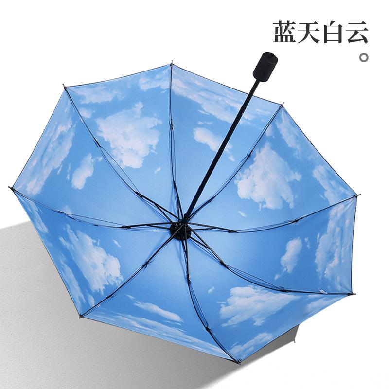 Sun umbrella three-fold vinyl sunscreen women's weather and rain anti-ultraviolet parasol folding umbrella umbrella