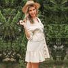 2025 summer new fashion women's short solid color cotton and linen dress