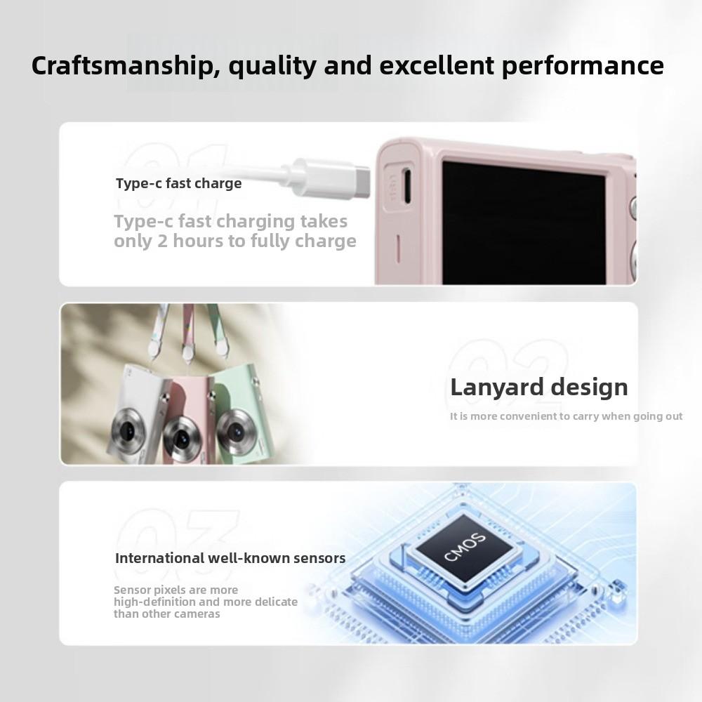 Cameră Digitală de Înaltă Definiție de 48 Milioane Pixeli pentru Acasă Studenți și Copii Aparat Portabil cu Card