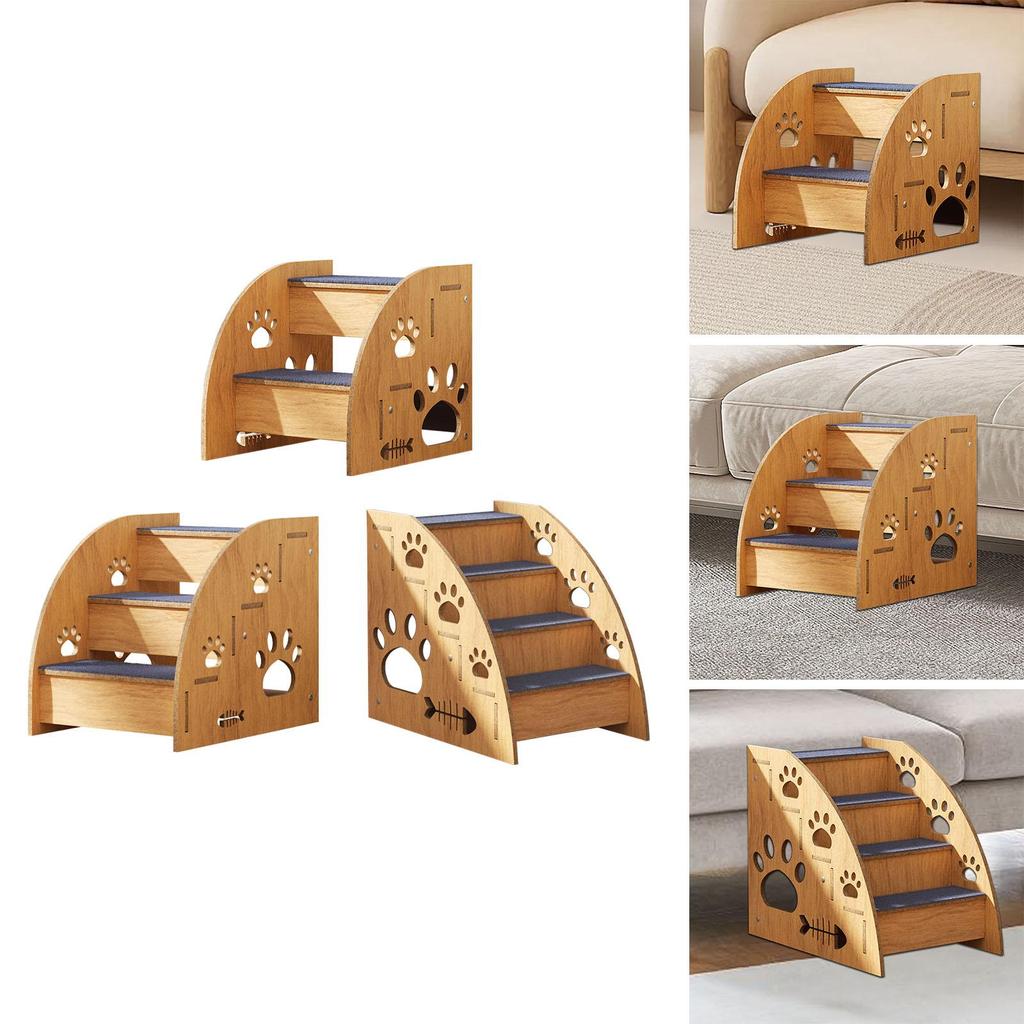 Wooden Pet Stairs Puppy Stairs Wood Dog Stairs Ladder for Small Dogs Cats and Other Small Pets Small and Older Animals Indoor