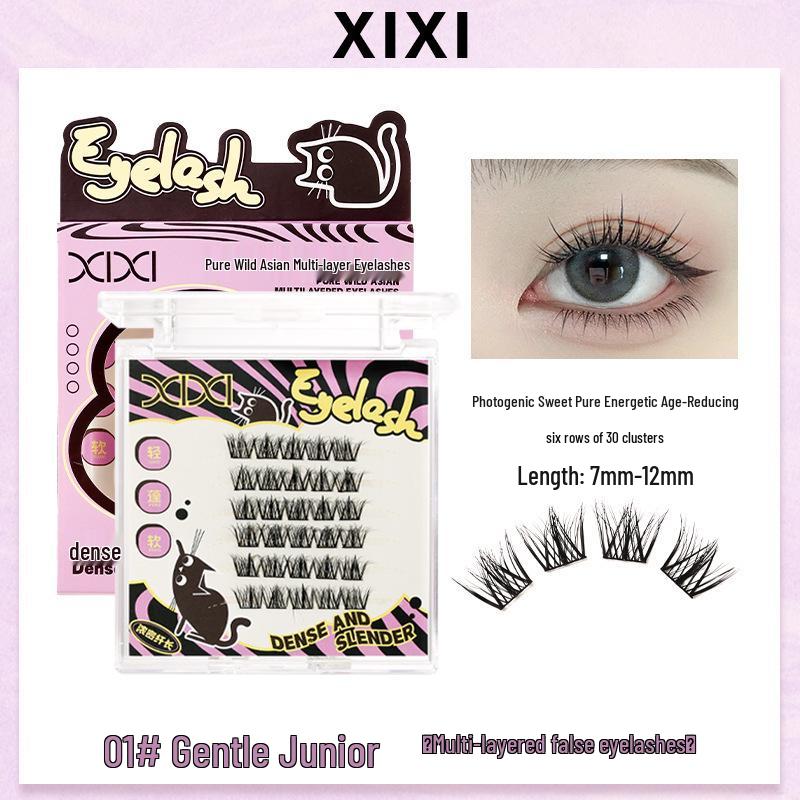 XIXI Pure Desire Self-Adhesive Multi-Layer Lightweight Eyelashes - Natural Look, Glue & Remover-Free, Perfect for Beginners.