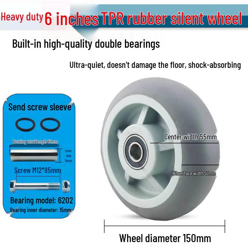 Nylon Swivel Caster Wheels: 2-6 inch Heavy-Duty Rubber & Flat Plate Options